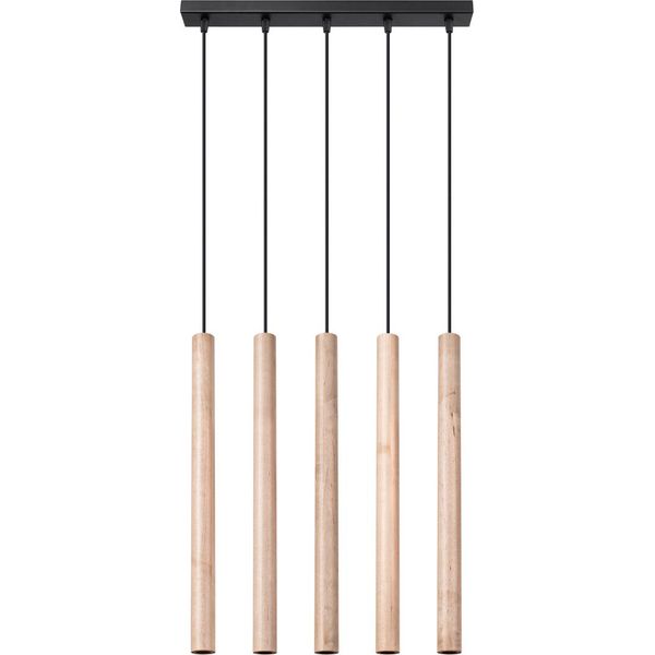 Lampada A Sospensione Pastelo 5L Legno 5Xg9 8W Acciaio/Legno 100X5X45Cm Sollux Lighting-image