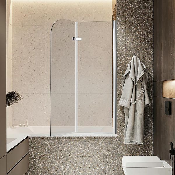 Jopassy Cabina Doccia Schermo Pieghevole Per Vasca Da Bagno Vasca Allegato Schermo Doccia In 6 Mm Nano Facile Pulire Vetro 2 Pezzi Pieghevole 100 * 140 Cm Argento-image