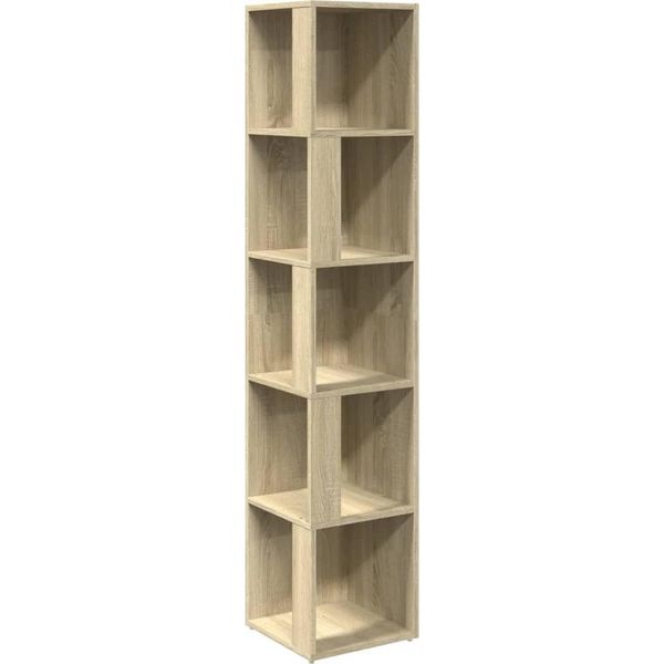Scaffale Angolare In Rovere Sonoma 33X33X164,5 Cm Materiale A Base Di Legno-image