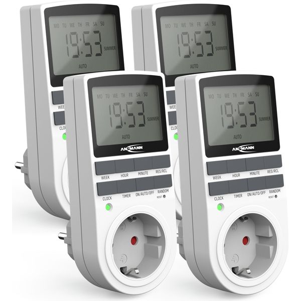 Ansmann 4X Timer Settimanale Digitale, Display Lcd 3680W, 10 Tempi Di Commutazione-image