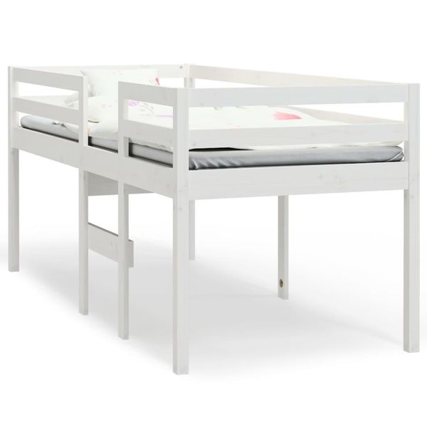 Vidaxl Letto A Soppalco Bianco 80X200 Cm In Legno Di Pino Massiccio-image