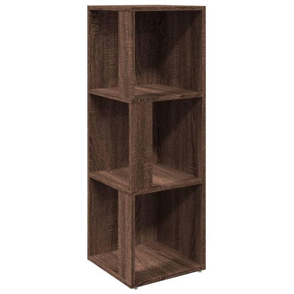 Vidaxl Scaffale Angolare Marrone Effetto Rovere 33X33X100 Cm Materiale A Base Di Legno-image