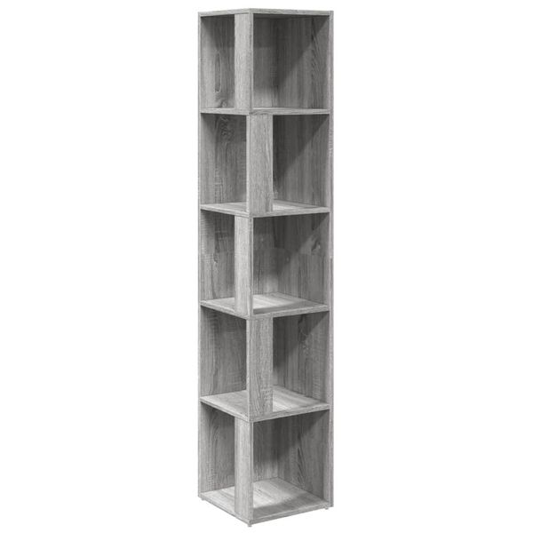Vidaxl Scaffale Angolare Grigio Sonoma 33X33X164,5 Cm Materiale A Base Di Legno-image