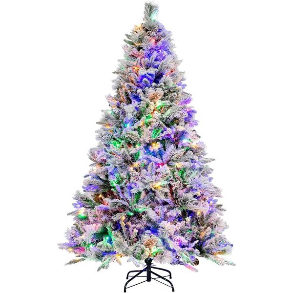 Costway Albero Di Natale Artificiale 180 Cm, Albero Di Natale Con Neve E Pigne, 8 Modalità Di Illuminazione E 850 Punte Di Rami In Pvc Pe, Albero Di Natale, Albero Di Natale Artificiale-image