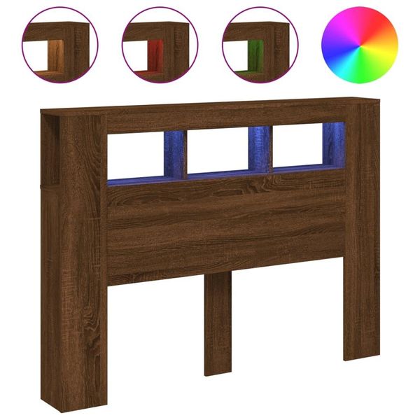 Testata Led Effetto Rovere Marrone 140X18,5X103,5 Cm Materiale A Base Di Legno-image