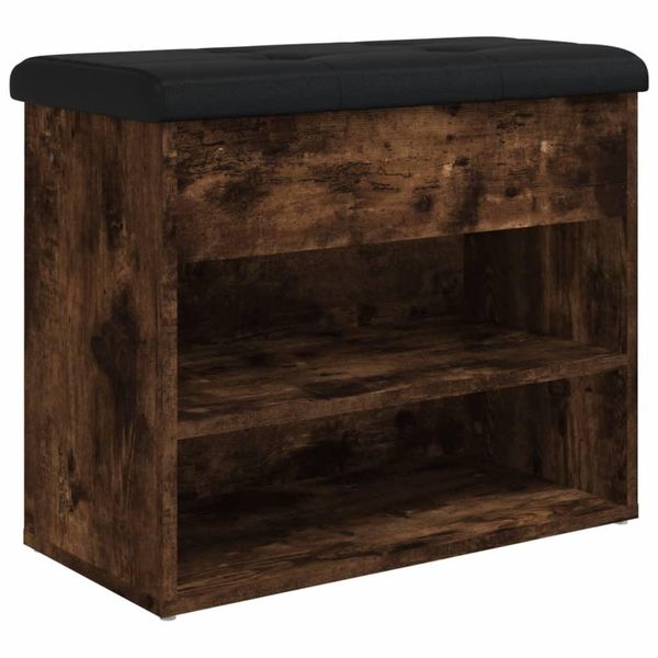 Vidaxl Panca Per Scarpe In Rovere Fumé 62X32X50 Cm Materiale A Base Di Legno-image