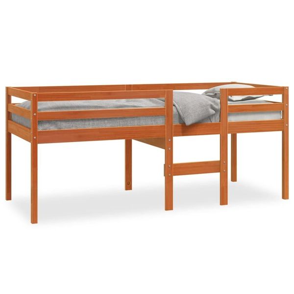 Letto A Soppalco Marrone Cera 90X200 Cm In Legno Di Pino Massiccio-image