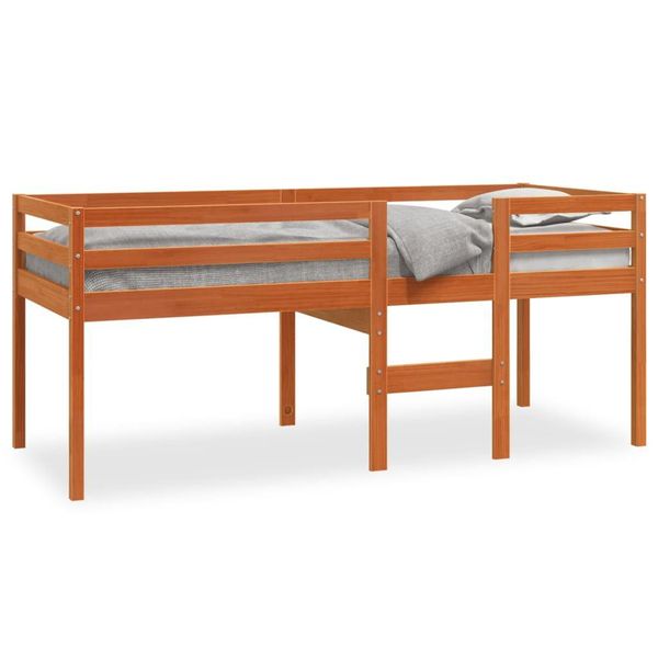 Vidaxl Letto A Soppalco Marrone Cera 90X190 Cm In Legno Di Pino Massiccio-image