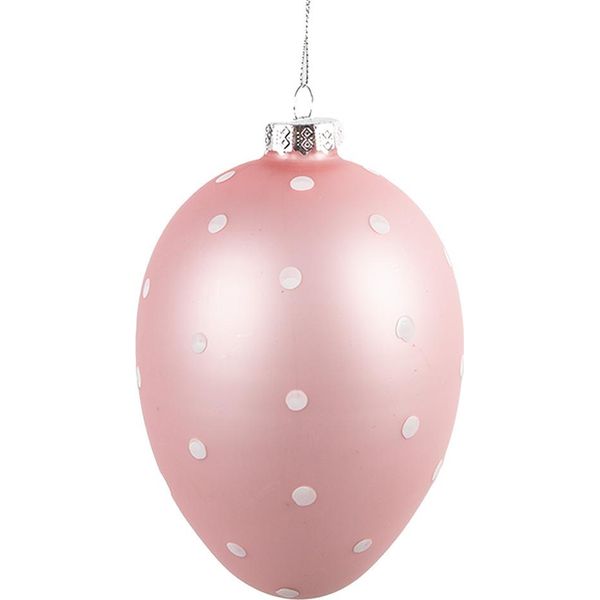 Ciondolo Uovo Di Pasqua Clayre & Eef Ø 10X16 Cm Vetro Rosa-image
