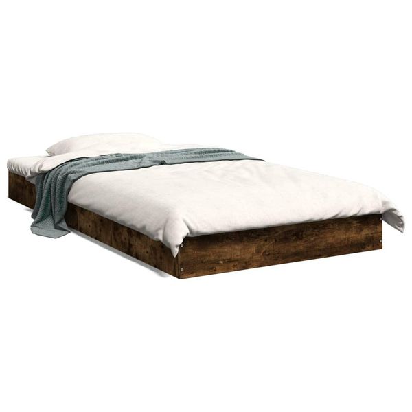 Vidaxl Struttura Letto Senza Materasso In Rovere Fumé 100X200 Cm Materiale A Base Di Legno-image