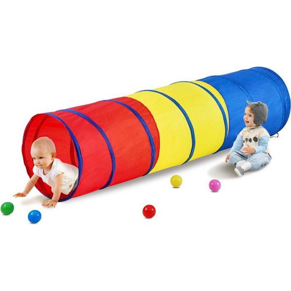 Tenda Tunnel Per Bambini, Tunnel Pop-Up Per Gattonare - Regalo Pieghevole Per Bambini E Bambine - Tunnel Di Gioco Per Interni Ed Esterni - Rosso/Giallo/Blu - Multicolore-image