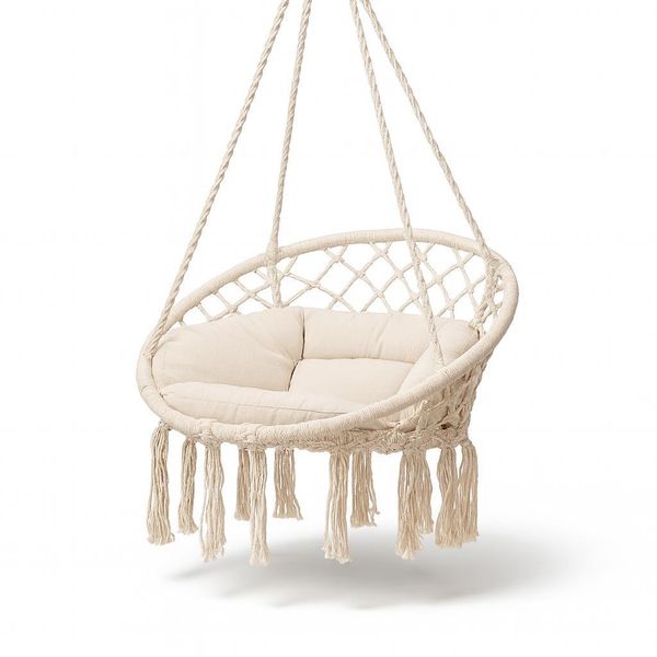 Omna | Sedia Sospesa Nido Di Cicogna - 120 Cm - Beige - Confortevole Ed Elegante Per Interni Ed Esterni-image
