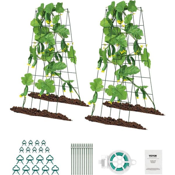 Set Di 2 Supporti Per L'arrampicata A Traliccio Per Cetrioli Pieghevole 100X80Cm-image