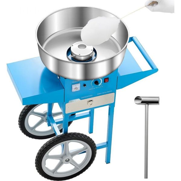 Macchina Per Zucchero Filato Professionale 1000W Con Carrello - Macchine Per Zucchero Filato Commerciale Blu-image