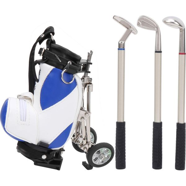 Set Di Penne Da Golf Da Tavolo 3 Penne A Sfera E Mini Tasche In Lega Di Zinco Bagblue White Hold-image
