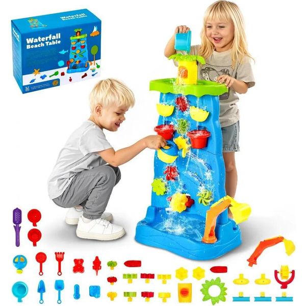 Tavolo Da Gioco Con Sabbia 37 Pezzi - Tavolo A Cascata Per Bambini Dai 3 Anni In Su-image