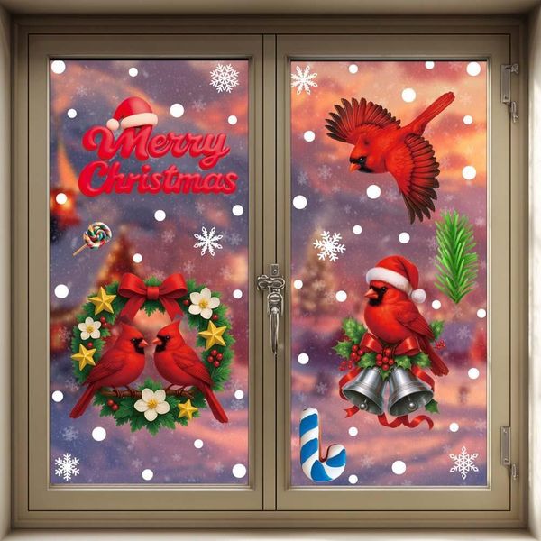 Inf Set Di 2 Adesivi Decorativi Natalizi - Uccelli Di Zucchero Creativi In Pvc-image
