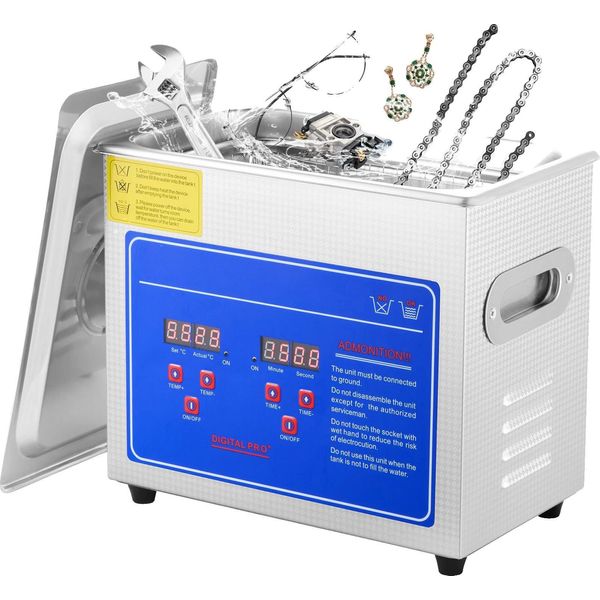 Pulitore A Ultrasuoni, Capacità Massima 2,85 Litri, Potenza Ultrasonica 120W, Potenza Di Riscaldamento 200W, Tensione 220V, Frequenza 40Khz-image