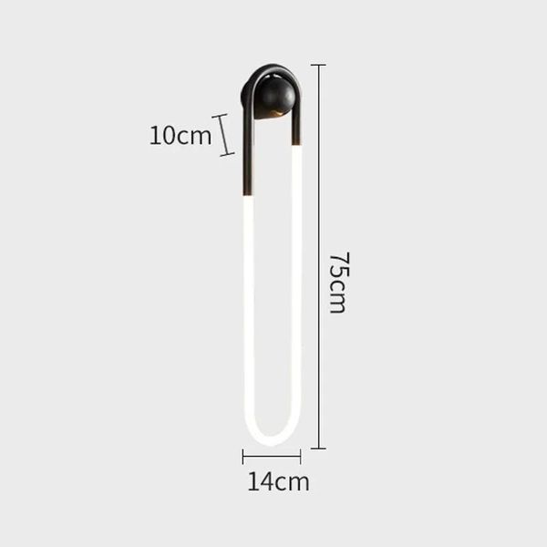 Applique Minimalista, Design A U, Efficienza Energetica, Nero-75, Luce Calda-image