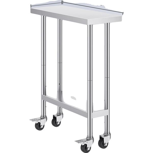 Tavolo Da Lavoro In Acciaio Inox, Regolabile In Altezza, Mobilità Per Impieghi Gravosi, 30X12 Pollici-image