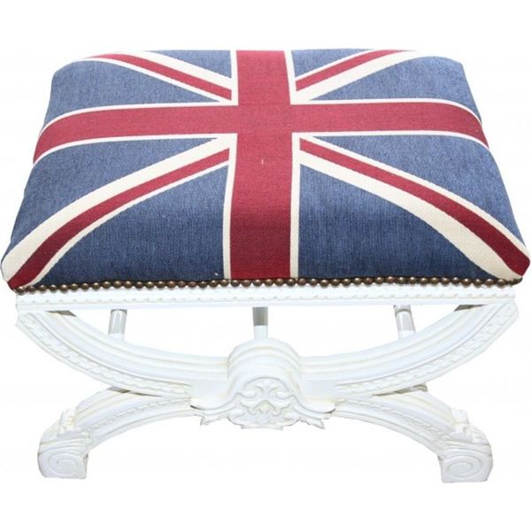 Casa Padrino Sgabello Barocco / Sgabello A Croce Union Jack / Bianco-image