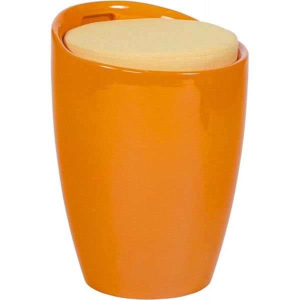 Sgabello Di Design Casa Padrino Arancione Con Cuscino Di Seduta E Vano Portaoggetti Sotto La Seduta-image