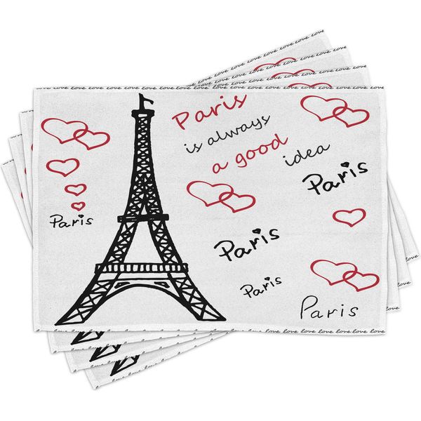 Abakuhaus Tovagliette Torre Eiffel, Torre Eiffel "Parigi è Sempre Una Buona Idea"" Luoghi Turistici Dolce Amore, 30 X 45 Cm, Rosso Nero Bianco"-image