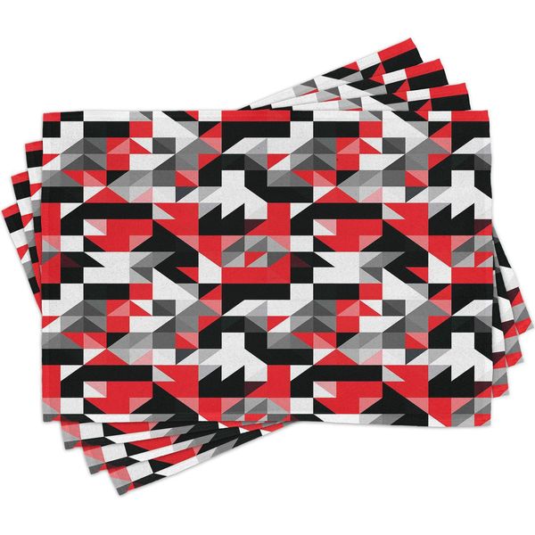 Tovagliette Abakuhaus Rosse E Nere, Motivi Geometrici Moderni, Illustrazioni Artistiche Colorate, 30 X 45 Cm, Grigio Antracite E Bianco-image