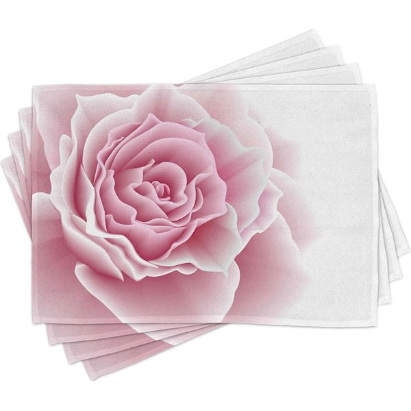 Tovagliette Abakuhaus Rosa Pallido, Romantico Bouquet Di Rose E Petali Di Fiori, Tema Romantico Per Matrimoni, 30 X 45 Cm, Rosa Pallido E Bianco-image