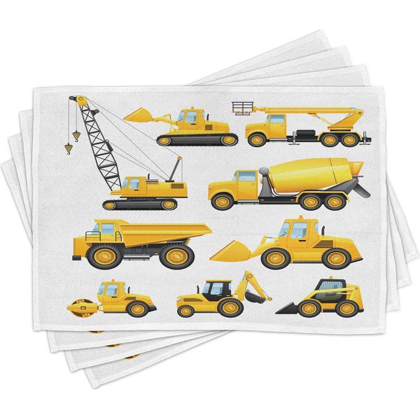 Tovagliette Per Asilo Abakuhaus, Raccolta Di Immagini Di Veicoli Da Cantiere E Macchinari: Camion, Bulldozer, Gru, 30 X 45 Cm, Terra, Giallo, Nero-image