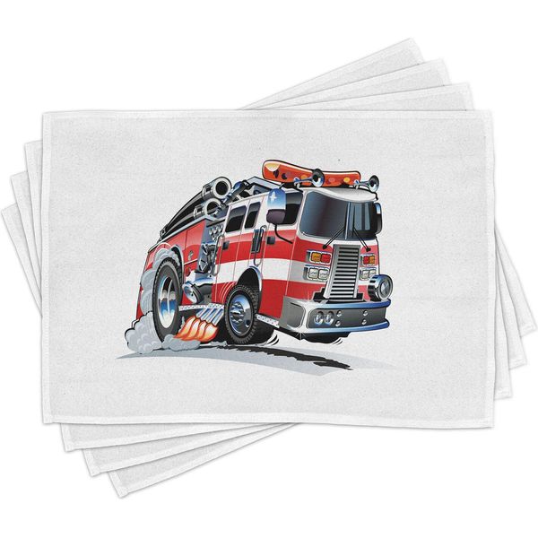 Tovagliette Abakuhaus Per Camion, Sicurezza Pubblica, Tema Velocità, Veicoli, Vigili Del Fuoco, Lavoro Pericoloso, 30 X 45 Cm, Azzurro E Rosso Scarlatto-image