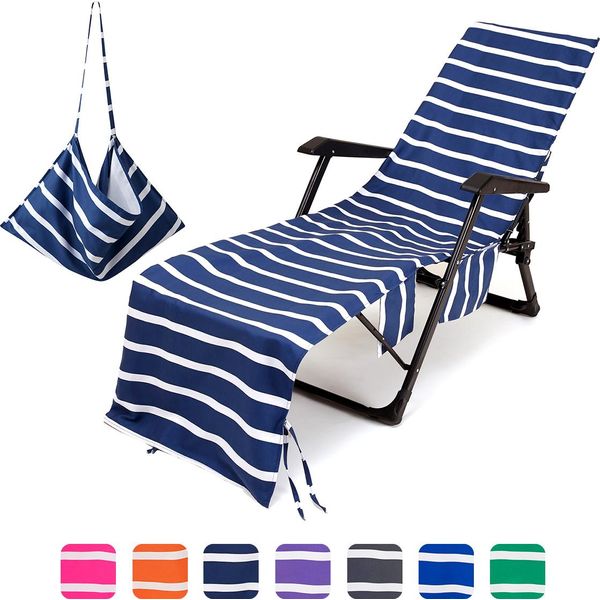 Copertura Protettiva Per Lettino Da Giardino, Copertura Per Lettino Da Spiaggia, Copertura Per Lettino Da Sole, Copertura Per Lettino Da Piscina, Copertura In Spugna Per Lettino, Copertura Per Sedia Da Spiaggia In Microfibra (Blu Scuro)-image