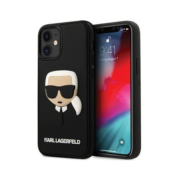 Karl Lagerfeld Klhcp12Skh3Dbk Custodia Rigida Per Iphone 12Mini 5,4 Czarny/Nero 3D Gomma Testa Di Karl-image