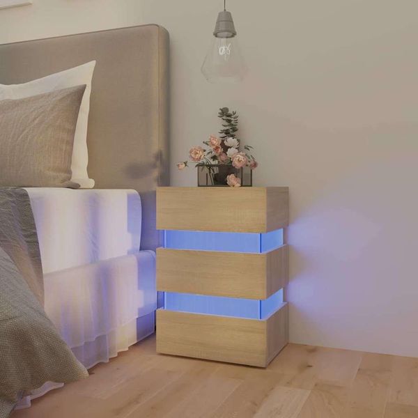 Vidaxl Comodino Led Rovere Sonoma 45X35X67 Cm Materiale In Legno-image
