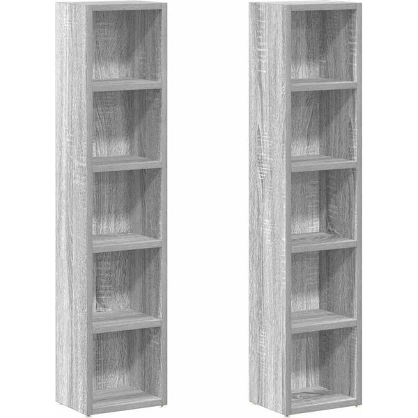 Scaffali Per Cd 2 Pz. Grigio Sonoma 21X16X93,5 Cm Materiale A Base Di Legno-image