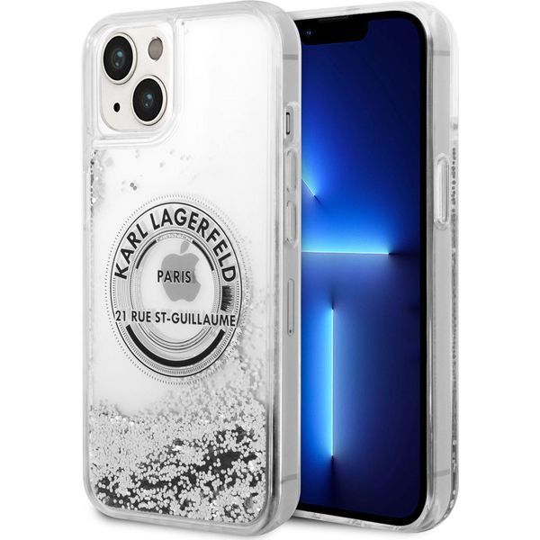 Karl Lagerfeld Klhcp14Slcrsgrs Custodia Rigida Per Iphone 14/ 15 / 13 6,1 Srebrny/Argento Liquid Glitter Rsg-image