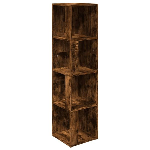 Vidaxl Scaffale Angolare In Rovere Fumé 33X33X132 Cm Materiale A Base Di Legno-image