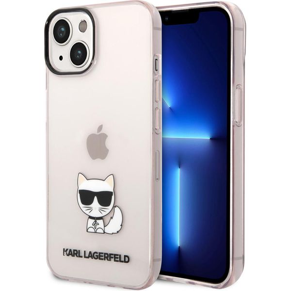 Karl Lagerfeld Klhcp14Scttri Custodia Rigida Per Iphone 14 / 15 / 13 6,1 RóżOwy/Rosa Trasparente Corpo Choupette-image