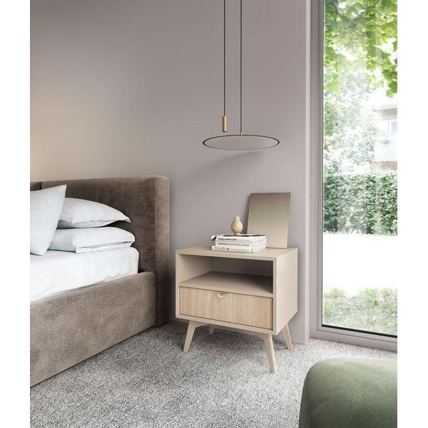 Set Di 2 Comodini Forest 54X38X54Cm Beige A Spina Di Pesce Skandi-image