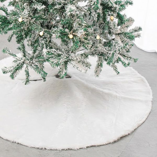 Jopassy Coperta Albero Di Natale Coperta Albero Di Natale In Pelliccia Sintetica Bianca Gonna Rotonda Tappeto Feltro Per Neve Albero Di Natale Decorazione Albero Di Natale, 90Cm-image