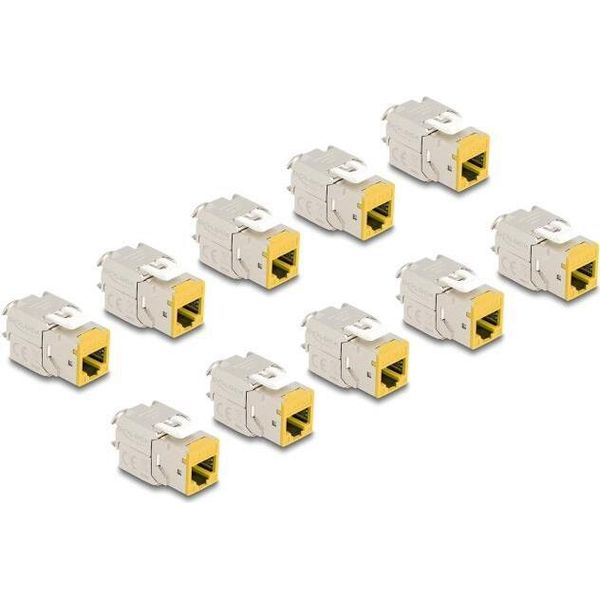 Delock - Modulare Eingabe - Werkzeugfrei - Cat 6A - RJ-45, Lsa - Gelb (Packung Mit 10) (88111)-image