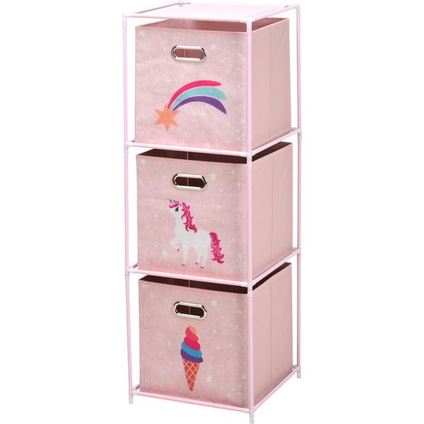 Scaffale Con Contenitori Tessili Per La Stanza Dei Bambini-image