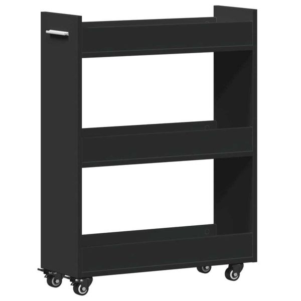 Vidaxl Armadio Con Rotelle Nero 60X22X79 Cm Materiale A Base Di Legno-image