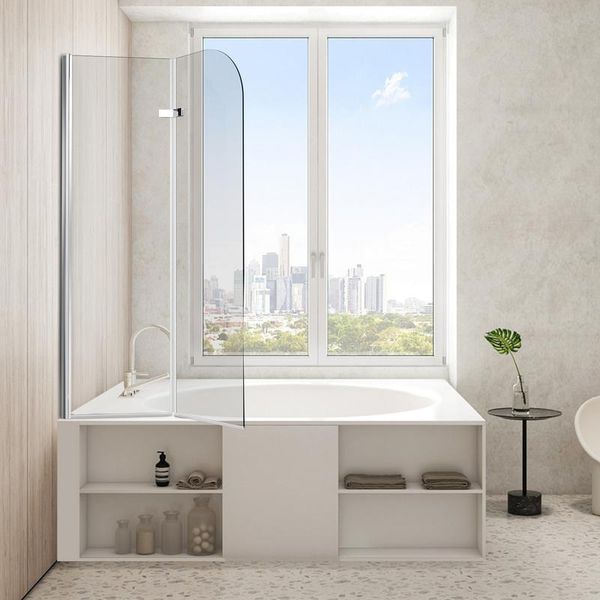 Jopassy Schermo Pieghevole Vasca Da Bagno Attacco Doccia Schermo 180° Esg Nano Easy Clean Vetro 2 Pezzi Pieghevole 100*140CM Argento-image