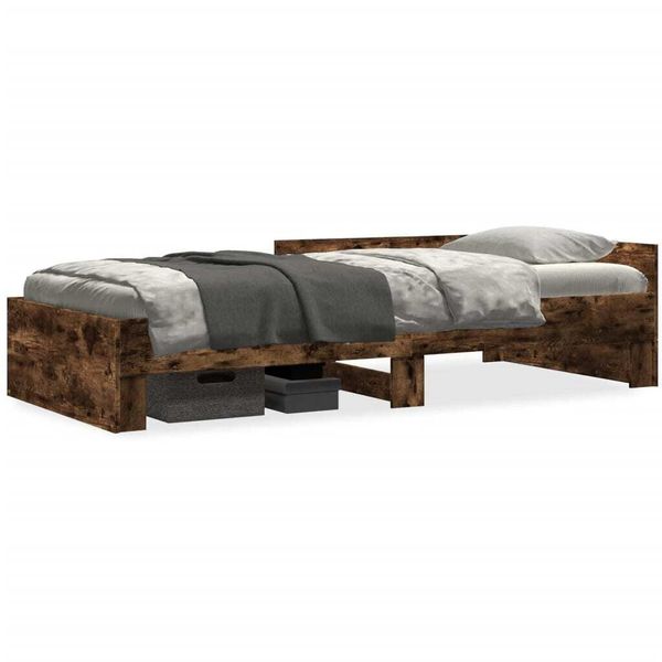 Vidaxl Struttura Letto Senza Materasso In Rovere Fumé 100X200 Cm Materiale A Base Di Legno-image