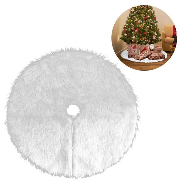 Clanmacy 90Cm Albero Di Natale Tappeto Albero Di Natale Coperta Finta Pelliccia Bianca Gonna Rotonda Tappeto Feltro Per Neve Albero Di Natale Decorazione Albero Di Natale Coperta Albero Di Natale-image
