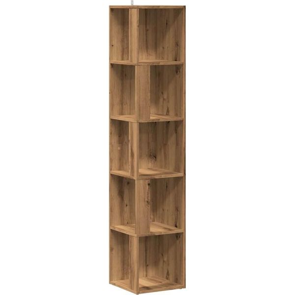 Vidaxl Scaffale Angolare In Rovere Artisan 33X33X165 Cm Materiale A Base Di Legno-image