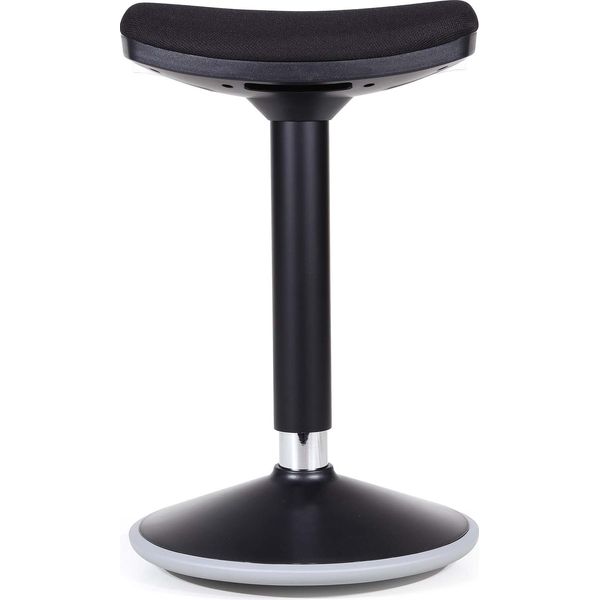 Sgabello Wiltec Sit & Stand Nero, Sgabello Girevole Regolabile In Altezza Fino A 82 Cm, Sgabello Imbottito Fino A 135 Kg, Sgabello Girevole Moderno Per Ufficio E Ufficio Domestico-image