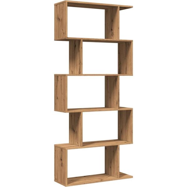 Vidaxl Libreria Divisoria 5 Ripiani Rovere Artigianale 70X24X161 Cm-image