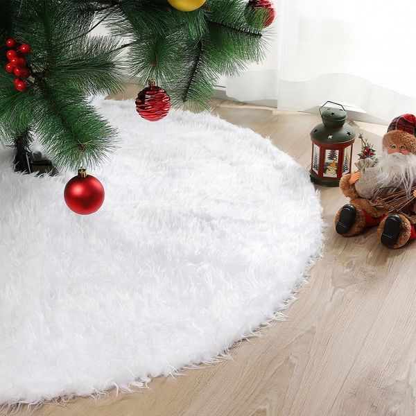 Tolletour 90Cm Albero Di Natale Coperta Albero Di Natale Pelliccia Sintetica Bianco Gonna Rotonda Tappeto Feltro Per Neve Albero Di Natale Decorazione Albero Di Natale Coperta Albero Di Natale-image